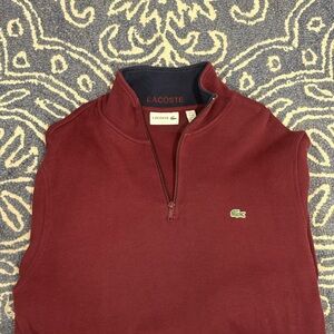 Lacoste Men's Maroon Zip-Up Sweater